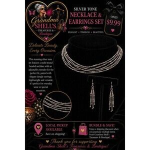 Silver Tone Necklace & Earrings Set